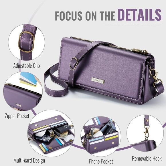 Small Crossbody Phone Purse, Women's RFID Crossbody Wallet Wristlet Purse with P - Picture 6 of 7